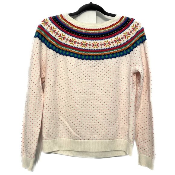 Talbots Sweaters - Talbots Fair Isle Multicolor Rainbow White Sweater Winter Ski Preppy Knit Small